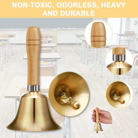 Campana in metallo, campana a mano, campana con manico, per ricevimento, campana in metallo per cena, campana per meditazione, alimentazione animali, preghiera, decorazione da 8 cm (1/4)