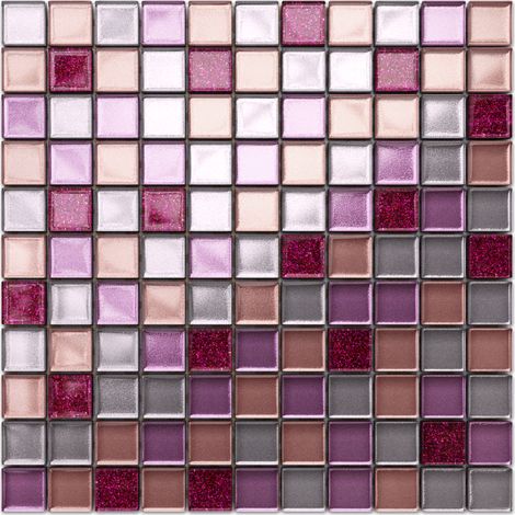 Ilcom mosaico in vetro su rete per bagno e cucina 30cm x 30cm - Barbie (1/4)