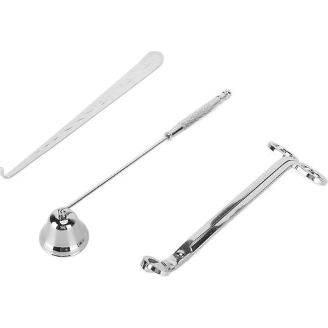 3-teiliges Kerzenzubehör-Set: Dochtschneider, Kerzenlöscher und silberner Stößel – Geschenkidee (1/5)