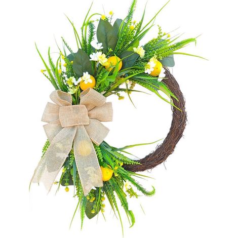 Künstlicher Magnolienkranz, 50 cm, für den Frühling Sommerblumenkranz für den täglichen Gebrauch Türdekoration mit künstlichen Blumen (1/2)