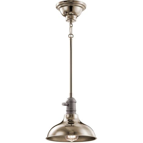 Elstead Cobson - Lampadario a sospensione a 1 luce mini cupola nichel lucido, E27 (1/5)