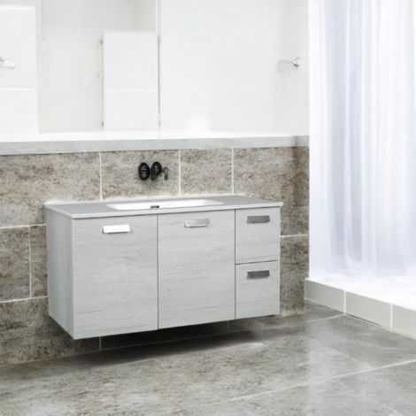 Mobile da bagno sospeso base lavabo 101 cm a 2 ante e 2 cassetti ANGELA2 Quercia Bianco (1/4)