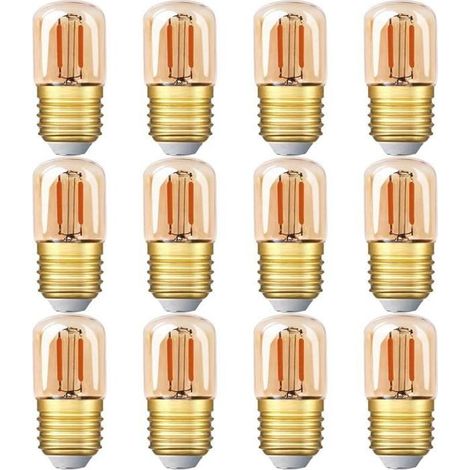Ampoules tubulaires LED mini, 1 W, T28, culot à vis Edison, E27, 2 200 K, lumière jaune chaud, décoratives, non dimmables (verre (1/5)