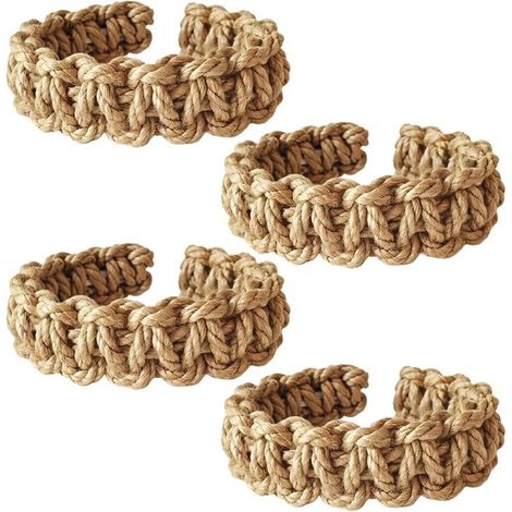 Embrasses de rideaux - Marron - Nœuds de rideaux tissés à la main - Décoration intérieure - Accessoires pour rideaux - Lot de 4 - Cordons de rideaux (1/5)
