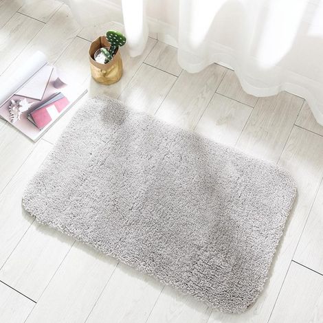 Tapis Bain Gris Clair 40x60cm Absorbant Epais (1/4)