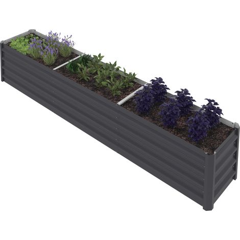 Fioriera rialzata in metallo con struttura rettangolare 240 x 40 x 45 cm (1/5)