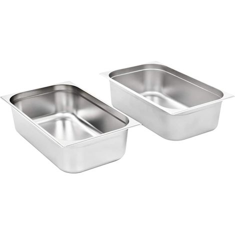 vidaXL Bandejas Gastronorm 2 unidades GN 1/1 150 mm acero inoxidable (1/2)