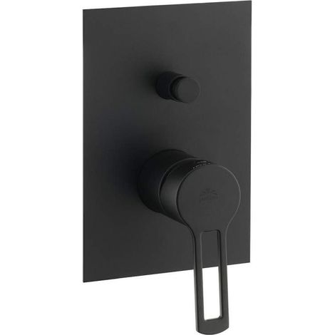 Monomando ducha empotrado negro mate con desviador placa acero Paffoni Ringo RIN015NO/M  Negro mate - RINGO - 2 salidas - acero inoxidable