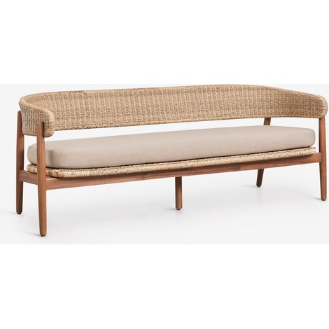 SKLUM 3-Sitzer Garten-Sofa aus Akazienholz und synthetischem Rattan Ribeira              Akazie Braun                     