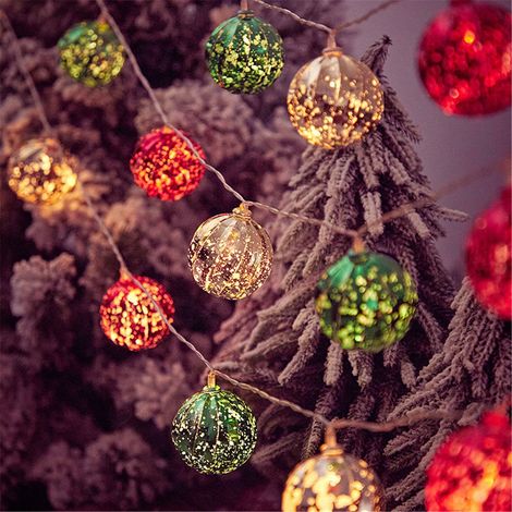 Guirlande Lumineuse Boules De Noël - 10 Ampoules En Plastique - 1,5 Mètre - Alimentation Sur Piles - Pour Décoration Intérieure Arbre De Noël Cheminée Rideaux (1/5)