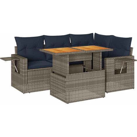 Maison Exclusive - 5-tlg. Garten-Sofagarnitur mit Kissen Grau Pol