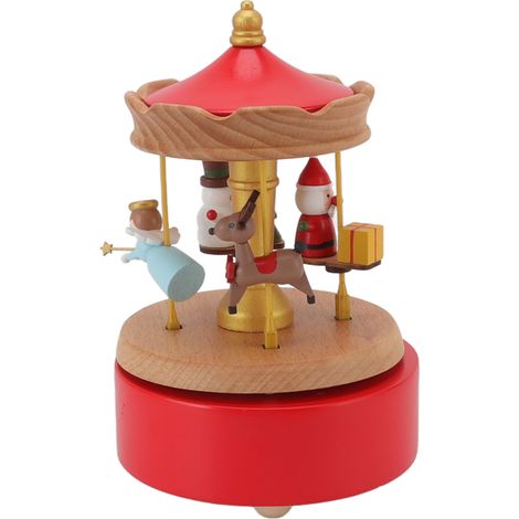 Boîte à musique de Noël en bois, carrousel, mécanisme délicat, décoration, cadeau (1/5)