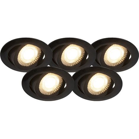 Carmdering – Dimmbare Einbaustrahler (mit Dimmer) – 5 Lampen – 0 mm Einbaulänge – Schwarz – Modern – Innenbeleuchtung – Wohnzimmer Schlafzimmer Küche Esszimmer (1/5)