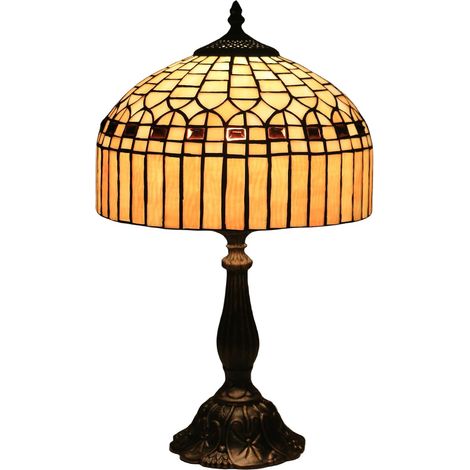 Tiffany-Lampe, 30 cm hohe Vintage-Buntglaslampe, Nachttischlampe, Tischlampe, für Schlaf- und Wohnzimmer, inklusive E27-Leuchtmittel (1/5)