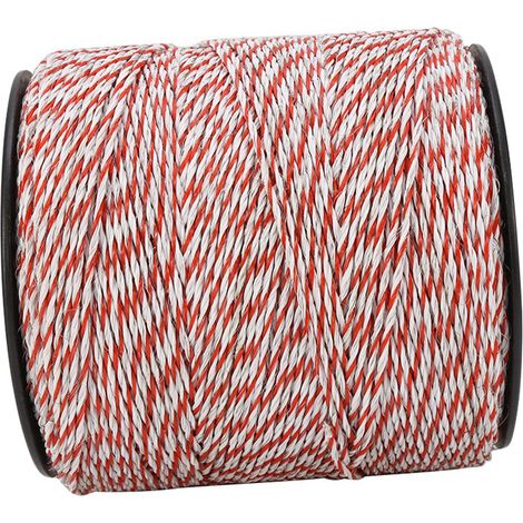 Rouleau de fil de clôture électrique pour bétail 500 m blanc et rouge en acier inoxydable conducteur (1/5)