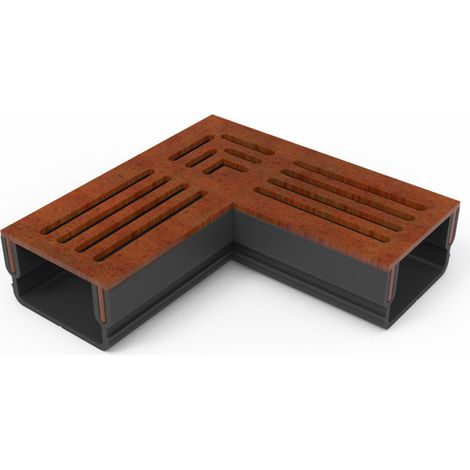Caniveau 3XS MINI L 6,5 cm Grille acier corten - StarDrain - LINE ECO - Élément d'angle