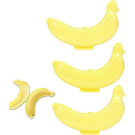 3 Piece Plastic Banana Box Set, Cute Banana Box, Banana Protector for Lunch, Fruit, Children, Sweets, Outdoor Travel, School, Office (1/5)