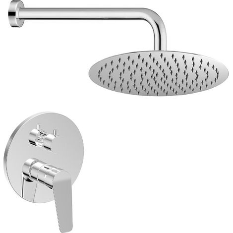 Set doccia miscelatore con deviatore, braccio 40 cm e soffione 25cm finitura cromo lucido Aurora (1/3)