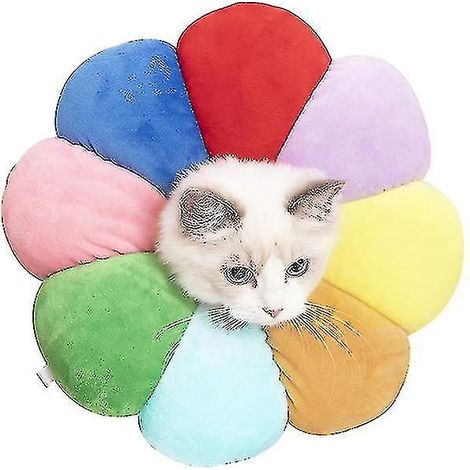 Yyh Anti-Biss- und Anti-Leck-Halsband für Katzen und Hunde, Sonnenblumenmuster - S-Regenbogen (1/4)