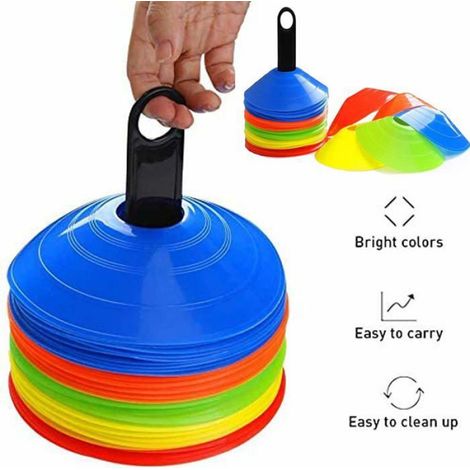 50 disques de repérage, 5 couleurs, matériau PE, pour football, basket (1/4)