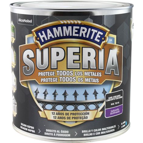 Hammerite Superia Esmalte antioxidante al agua Satinado Gris Oscuro 2,5 L