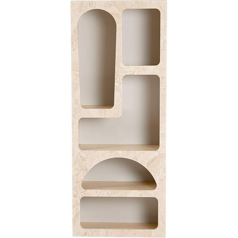 Étagère à livres minimaliste et fonctionnelle, marbre traversé, grès, 150 x 60 x 32 cm, panneau de particules 100 % mélamine, pour les espaces modernes à domicile, bureau et étude, design (1/5)