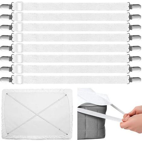 Verstellbare Bettlakenhalterungen – Gummierte Metallclips – Für Standardbetten, verstellbare Betten und Ausziehbetten – 8er-Pack (1/5)