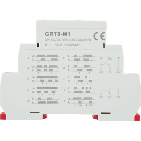 Relais temporisé multifonctionnel GRT8-M1 à 10 fonctions, montage sur rail DIN, AC/DC 12 V240 V (1/5)