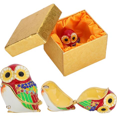 Coffret à bijoux en métal émaillé peint, décoration artisanale en alliage pour rangement de bijoux, ornement de maison. (1/5)