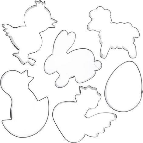 Emporte-pièces en acier pour confiseries / emporte-pièces pour biscuits en pain d'épice Pâques 6 pièces. (1/5)