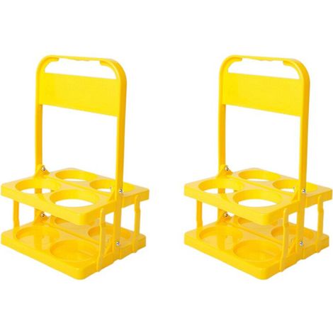 Adatto per 2 portabevande pieghevoli in plastica, con 4 fori, riutilizzabile, con maniglia, portabevande portatile giallo. (1/4)