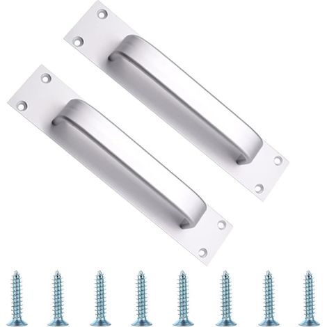 Poignee de Porte Exterieure 2 Pièces Poignée de Porte Coulissante Poignee Portail Exterieur en Alliage D'aluminium avec Vis pour Cuisine Jardin Bureau Garage (Argent) (1/5)