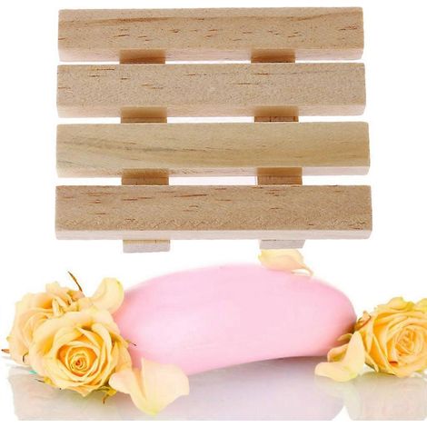 Porte-savon en bois naturel en forme de geta, support de rangement pour baignoire et douche (1/4)