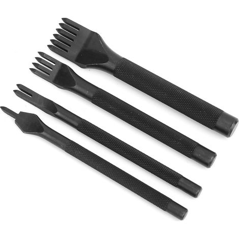 Kit de 4 ciseaux à griffes pour le travail du cuir, outil de bricolage, finition électroplaquée noire, 3 mm (1/5)