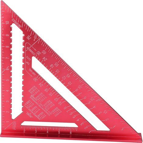 Red anodized aluminum carpenter's square - Clear anti-corrosion graduations for furniture and fittings (1/5)
