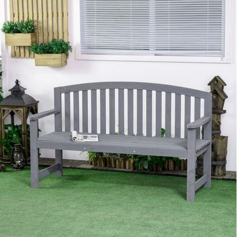 Sillón jardín dos plazas madera gris ergonómico OKMYHOME (1/3)