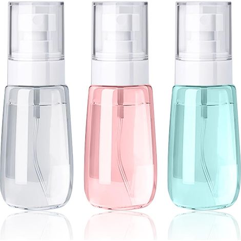 Vaporizador y pulverizador vacío de 3 piezas, vaporizador de viaje de plástico transparente, pulverizador reutilizable de niebla fina para peinar, perfumar, limpiar y plantar (60 ml)