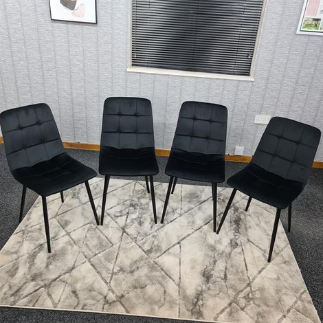 Dining Chairs Set of 4 Black Velvet Kitchen chairs (1/5)