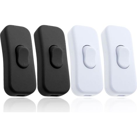 CCYKXA Interrupteur Bipolaire, 4 pcs, Remplacement du commutateur en ligne, Interrupteur Lampe de Chevet, Interrupteur Lampe, Interrupteur Bipolaire, pour Lampe de Table, Lampe de Chevet, Blanc/noir