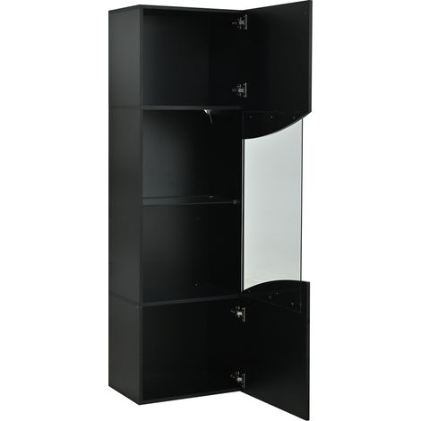 Vetrina alta per soggiorno 35 x 50 x 165 cm nera con LED e ante in vetro (1/5)