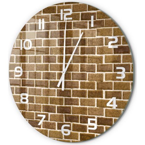 Horloge Murale Ronde Art Déco en Verre Silencieuse Décoration Intérieure Mur de briques fi 60 cm (1/5)