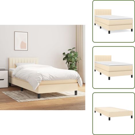 Boxspringbett mit Matratze Creme 100x200 cm Stoff - Boxspringbett - Doppelbett - Cremefarbenes Bett - Bettrahmen - Matratze (1/5)