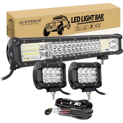 Barra de luz LED, patrones de haz versátiles, diseño impermeable, cable de 43 cm (17 pulgadas) y 2 x 36 W. (1/2)