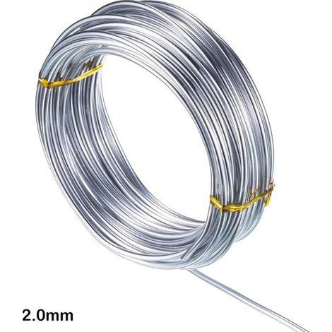 Fil d'aluminium flexible argenté de 2 mm, fil de modélisme en acier inoxydable de 10 mètres, adapté aux travaux manuels. (1/4)