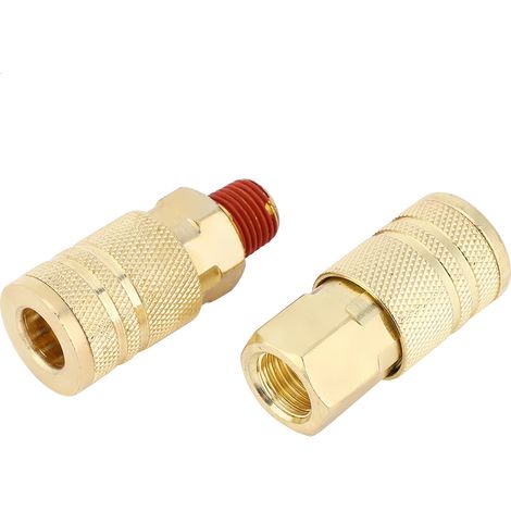 Ensemble de 12 raccords rapides de style américain pour compresseurs d'air et outils pneumatiques, filetage interne/externe 1/4" NPT. (1/5)