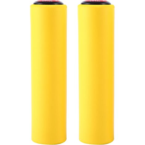 1 Paire de Poignées Silicone Antidérapantes avec Bouchons pour Guidon de Vélo 18mm (Jaune) (1/5)