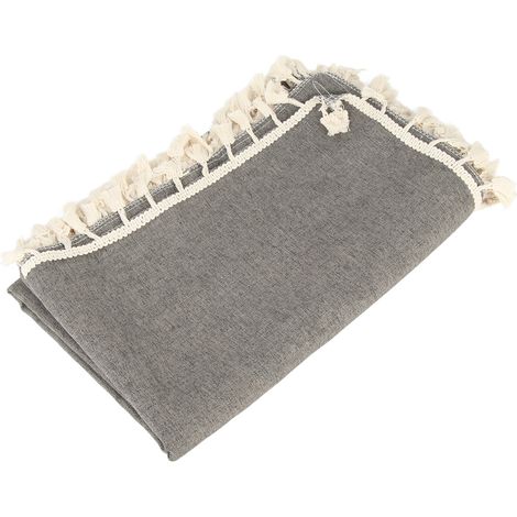 Nappe de table rectangulaire en fibre polyester décorative à franges et dentelle pour maison restaurant hôtel café gris 140x180cm/55.1x70.9in (1/5)