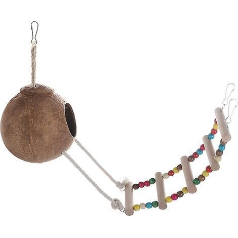 Nichoir en fibre de coco avec échelle, cachette naturelle et balançoire pour hamster (1/4)