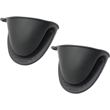 Mini-Ofenhandschuhe aus Silikon, hitzebeständig, Kochhandschuhe, Topflappen zum Kochen und Backen in der Küche, Schwarz