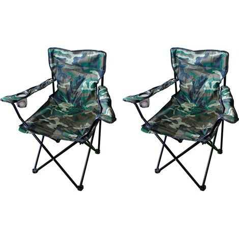 Chaise de pêche 2 places, chaise de camping, chaise d'extérieur, porte-gobelet, camouflage (1/3)